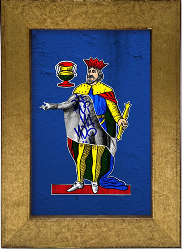 Ferdinando IV, il 10 di Coppe - Spacc 'o Mazz, grafica d'autore sui Re di Napoli con cornice artigianale italiana