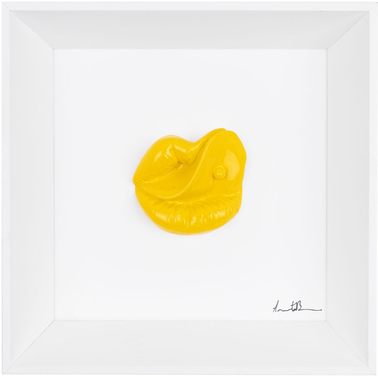 Sott’ e ‘ncoppa - scultura in resina colorata lucida su quadro fondo bianco (vers. 19x19)