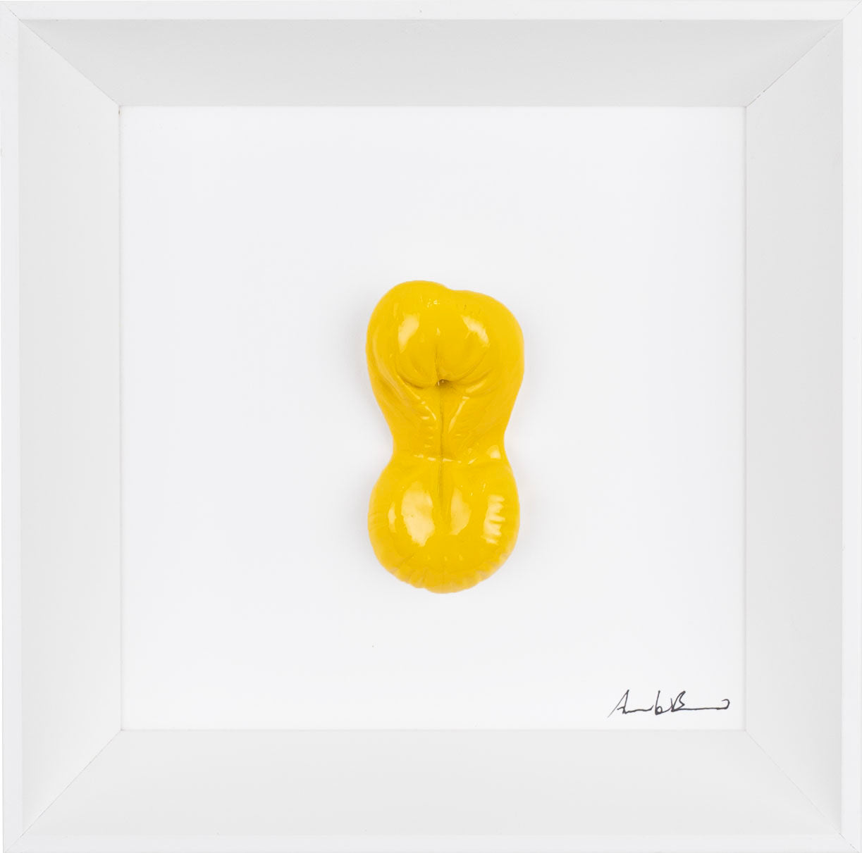 ‘A peccerella - scultura in resina colorata lucida su quadro fondo bianco (vers. 19x19)