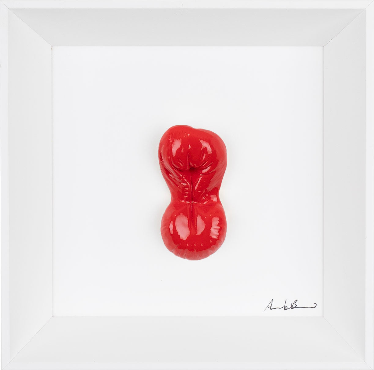 ‘A peccerella - scultura in resina colorata lucida su quadro fondo bianco (vers. 19x19)