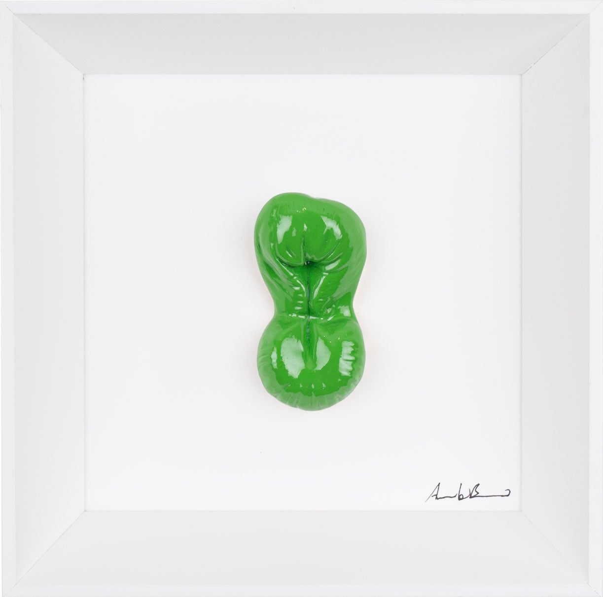 ‘A peccerella - scultura in resina colorata lucida su quadro fondo bianco (vers. 19x19)