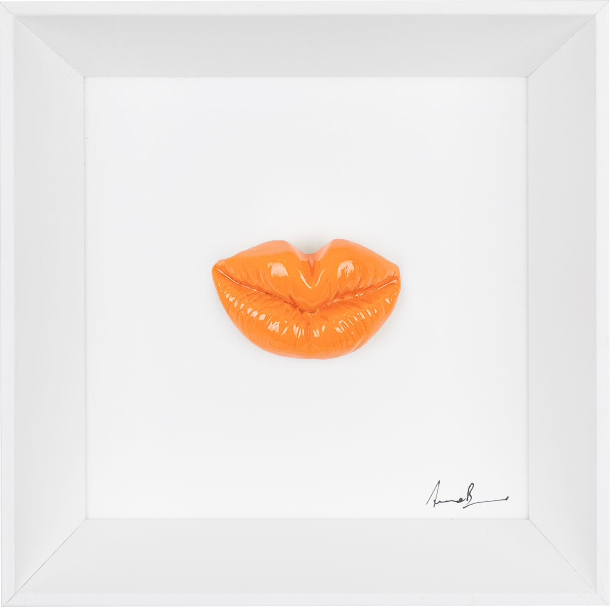 ‘O piezz e carn - scultura in resina colorata lucida su quadro fondo bianco (vers. 19x19)
