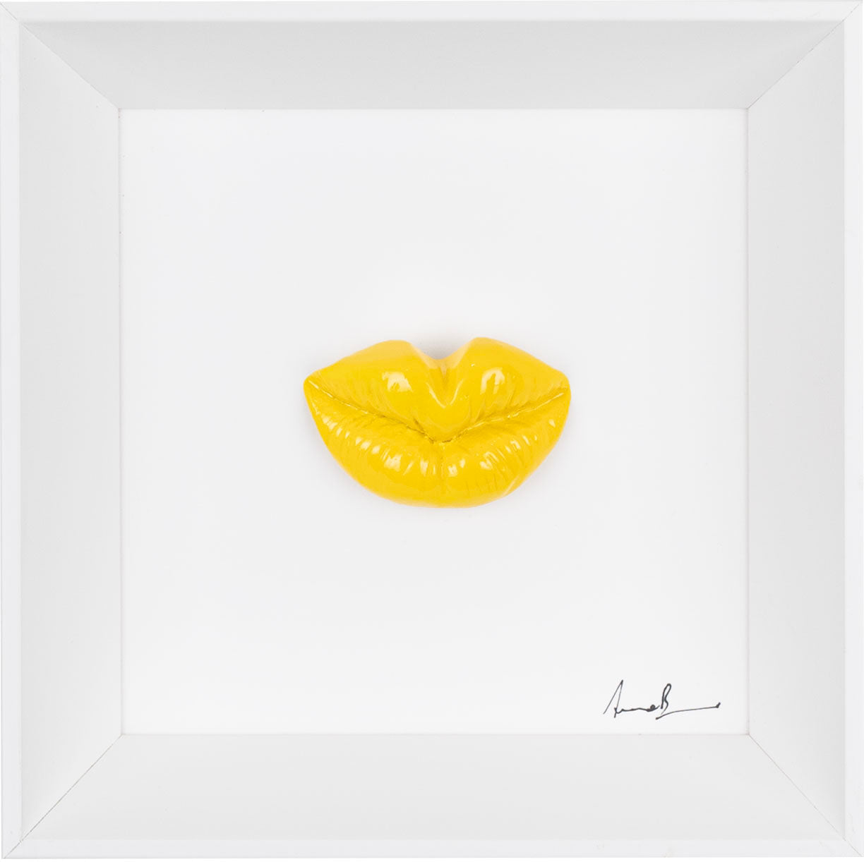 ‘O piezz e carn - scultura in resina colorata lucida su quadro fondo bianco (vers. 19x19)