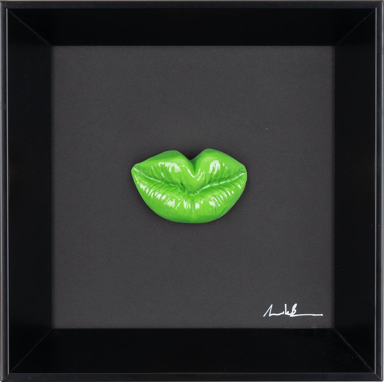 ‘O piezz e carn - scultura in resina colorata lucida su quadro fondo nero (vers. 19x19)