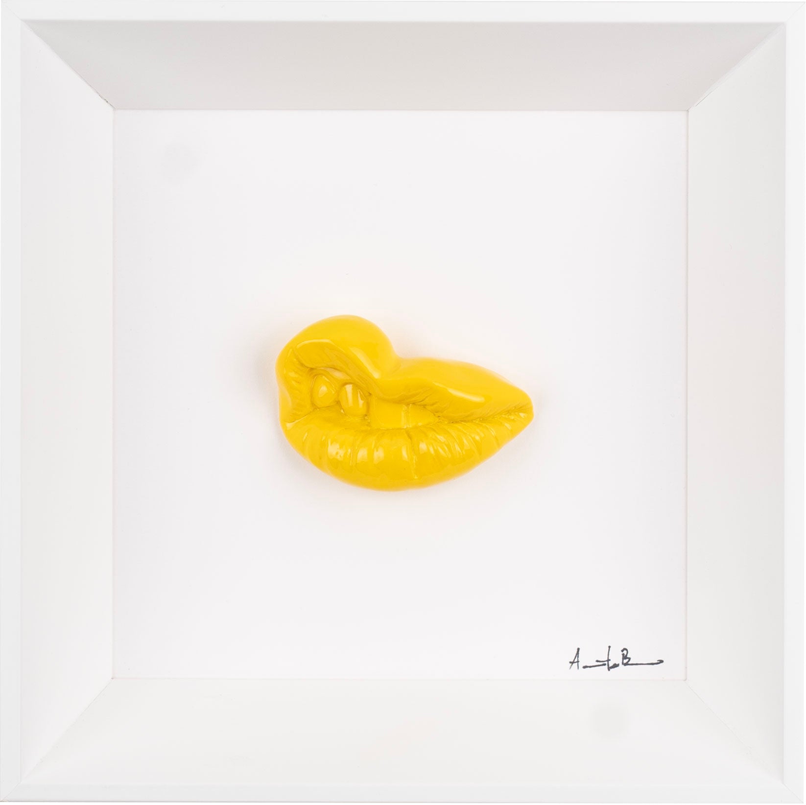 ‘E vaiasse - scultura in resina colorata lucida su quadro fondo bianco (vers. 19x19)