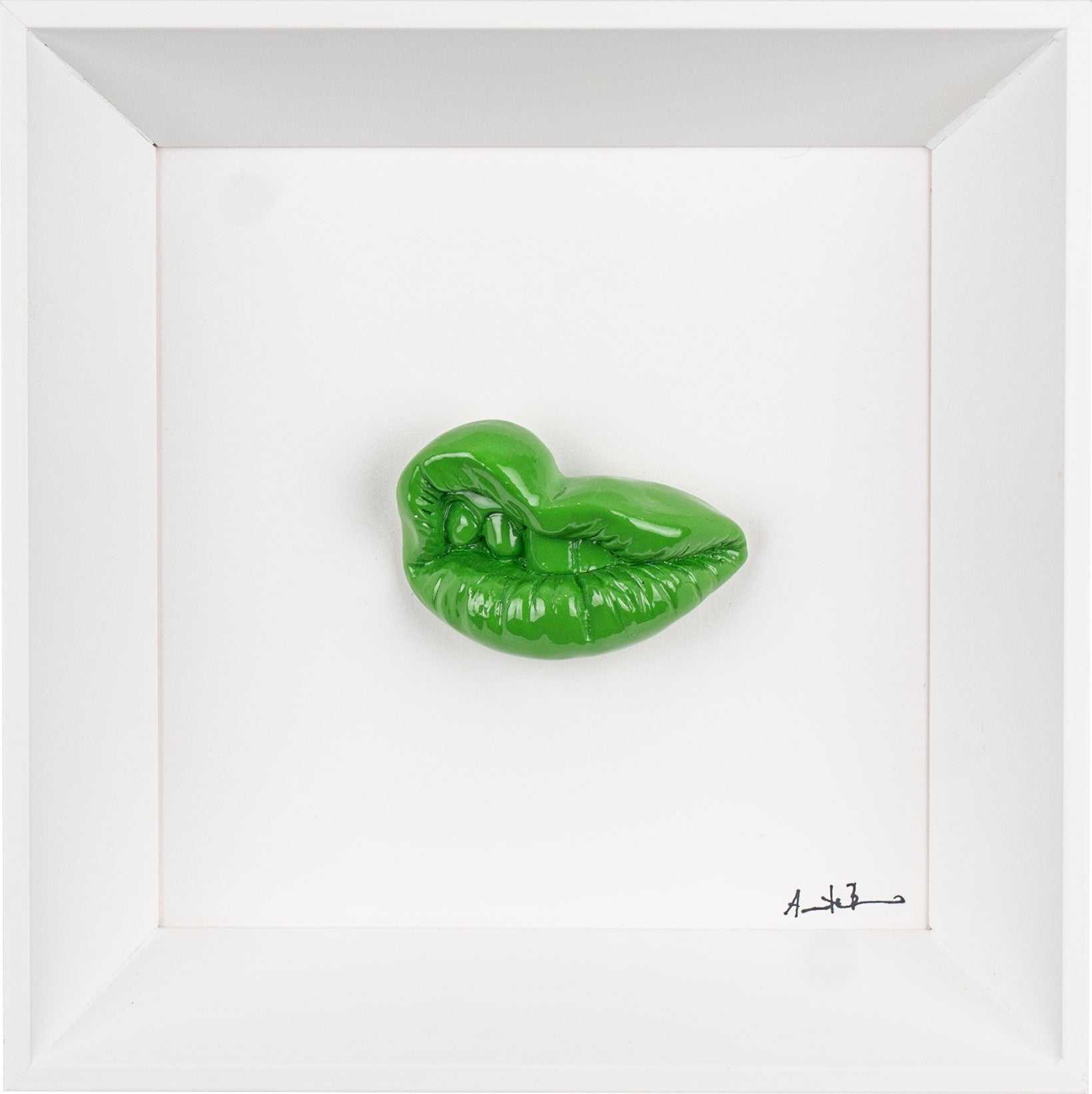 ‘E vaiasse - scultura in resina colorata lucida su quadro fondo bianco (vers. 19x19)