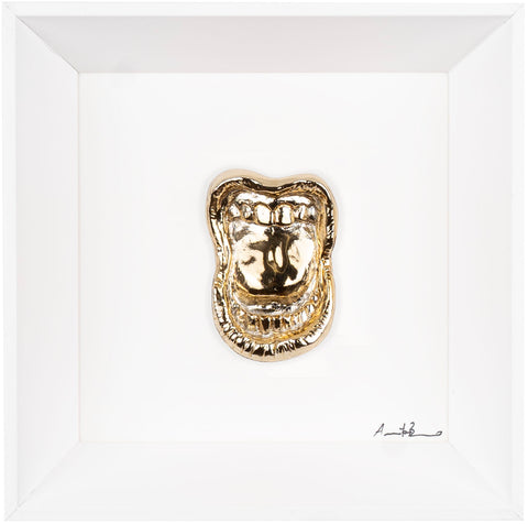 ‘A paura - scultura in resina oro cromato (vers. 19x19)