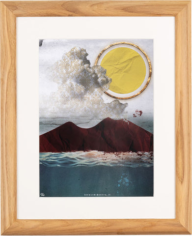 Vesuvius, my land - author's graphics on the symbols of Naples with an Italian handcrafted frame