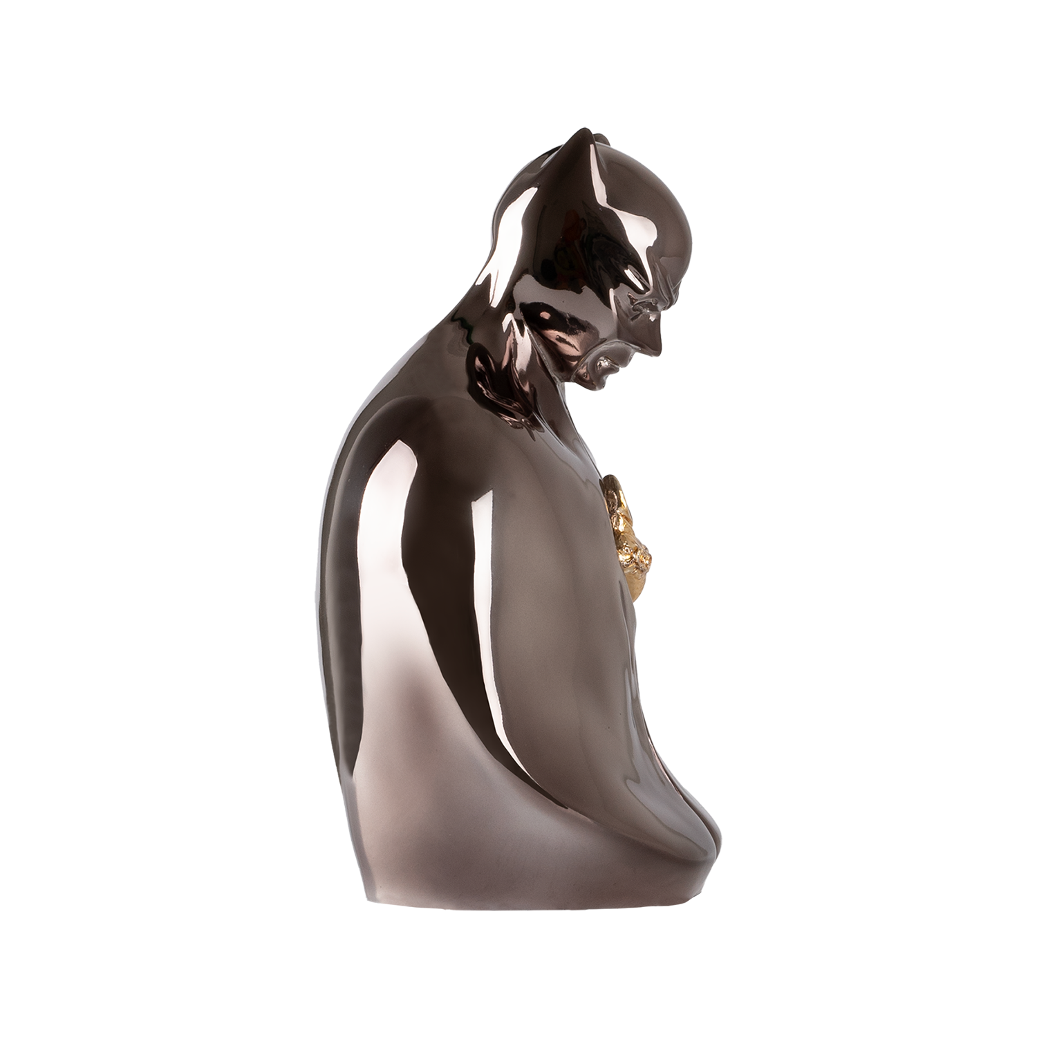 Man in black - scultura in resina canna di fucile con cuore in resina cromata oro (vers.27x18 cm)