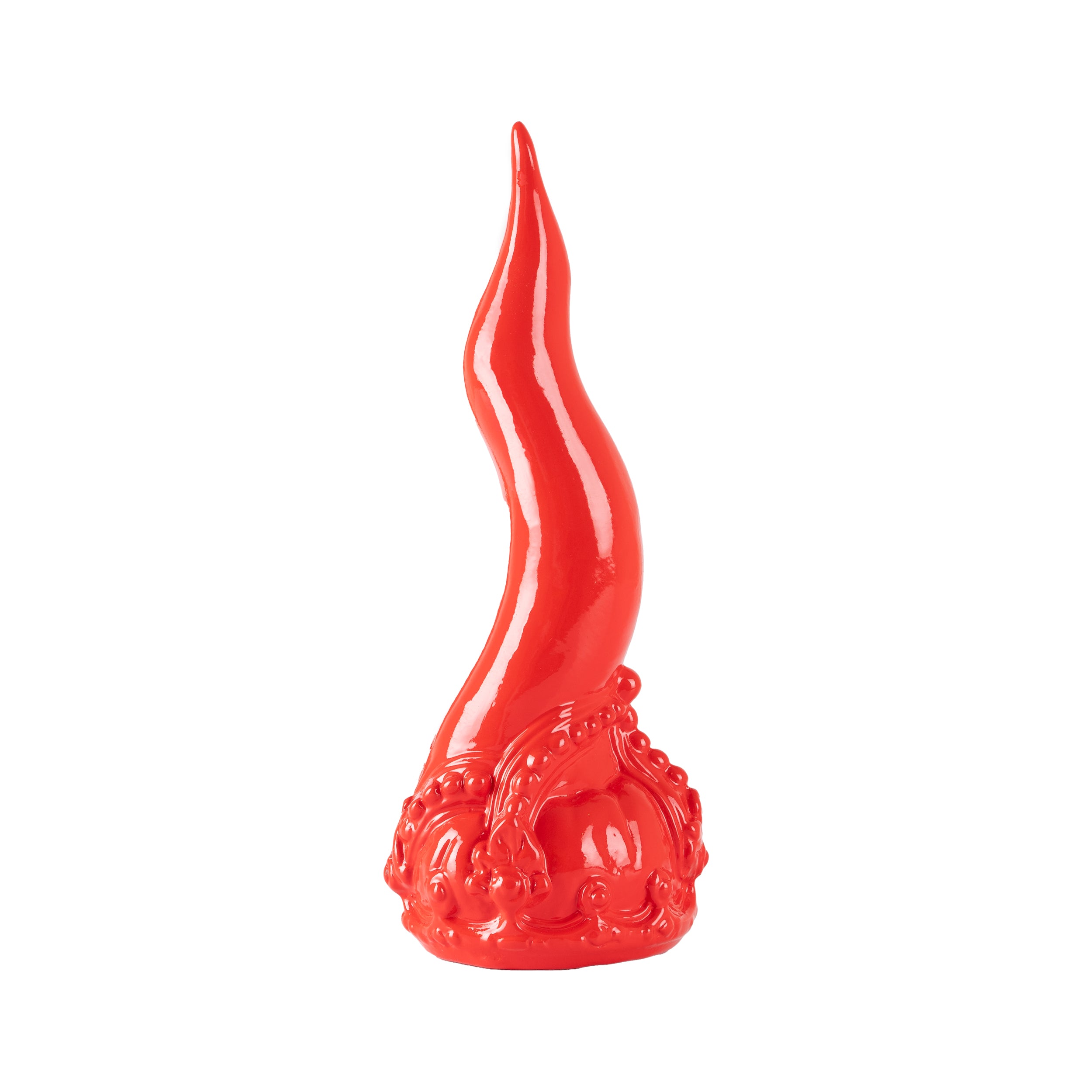 Cornoscultura con corona - scultura in terracotta smaltata a freddo per scaramanzia napoletana (24 cm)