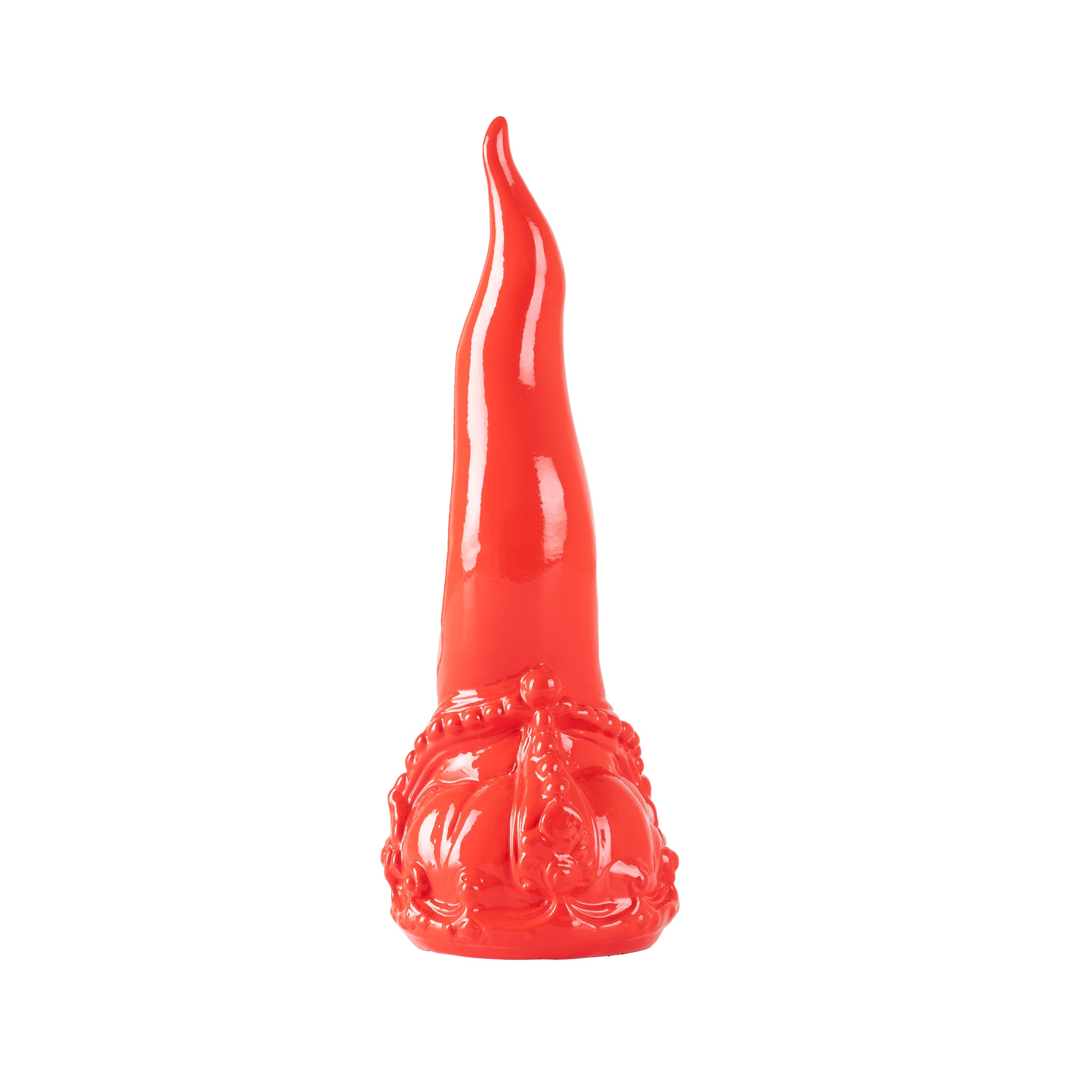 Cornoscultura con corona - scultura in terracotta smaltata a freddo per scaramanzia napoletana (24 cm)