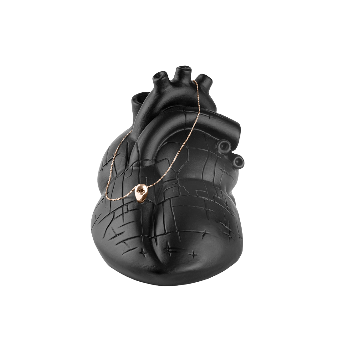 Staje ccà - scultura porta gioiello in resina nera del cuore di Napoli con mappa incisa e con ciondolo PIN in argento o ottone