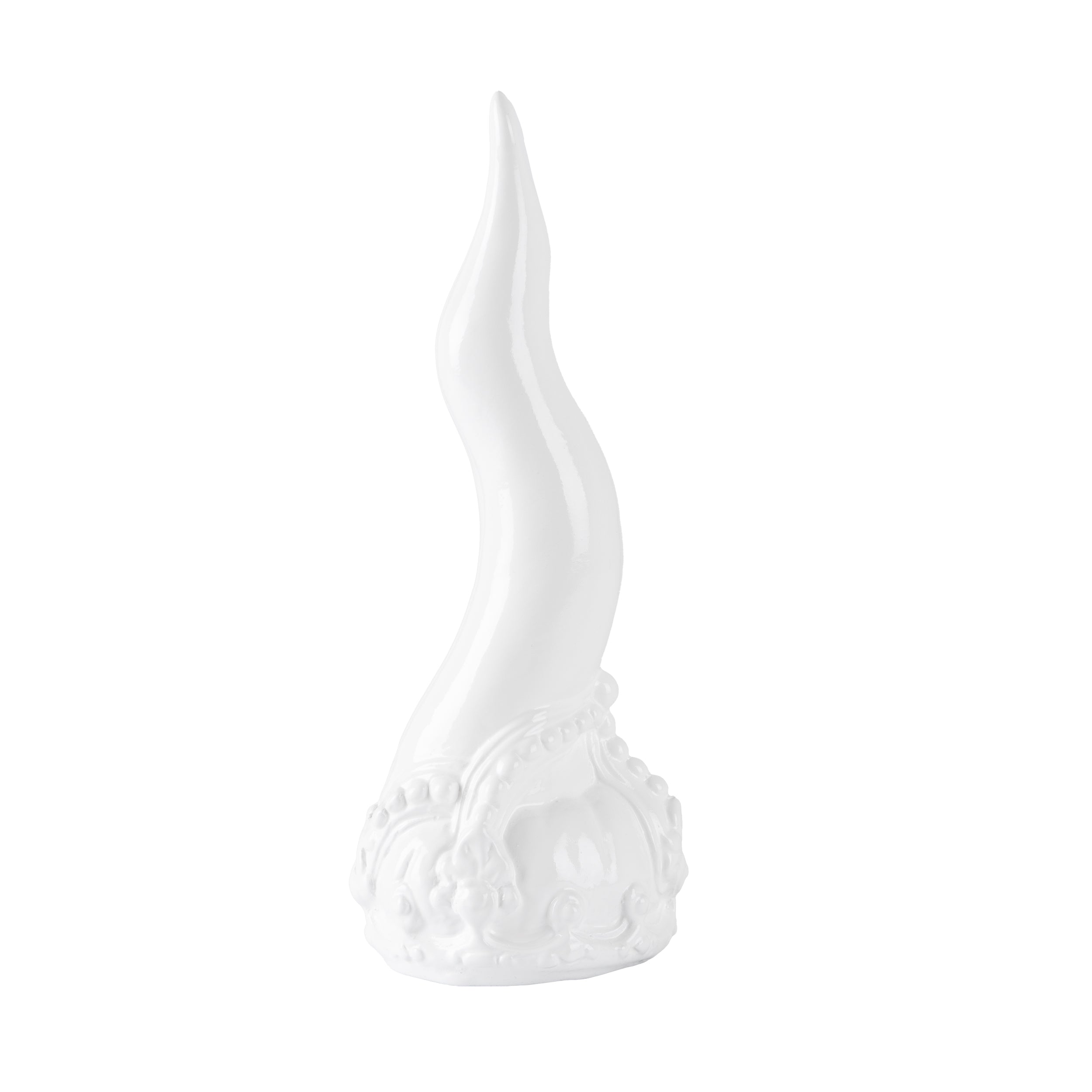 Cornoscultura con corona - scultura in terracotta smaltata a freddo per scaramanzia napoletana (24 cm)