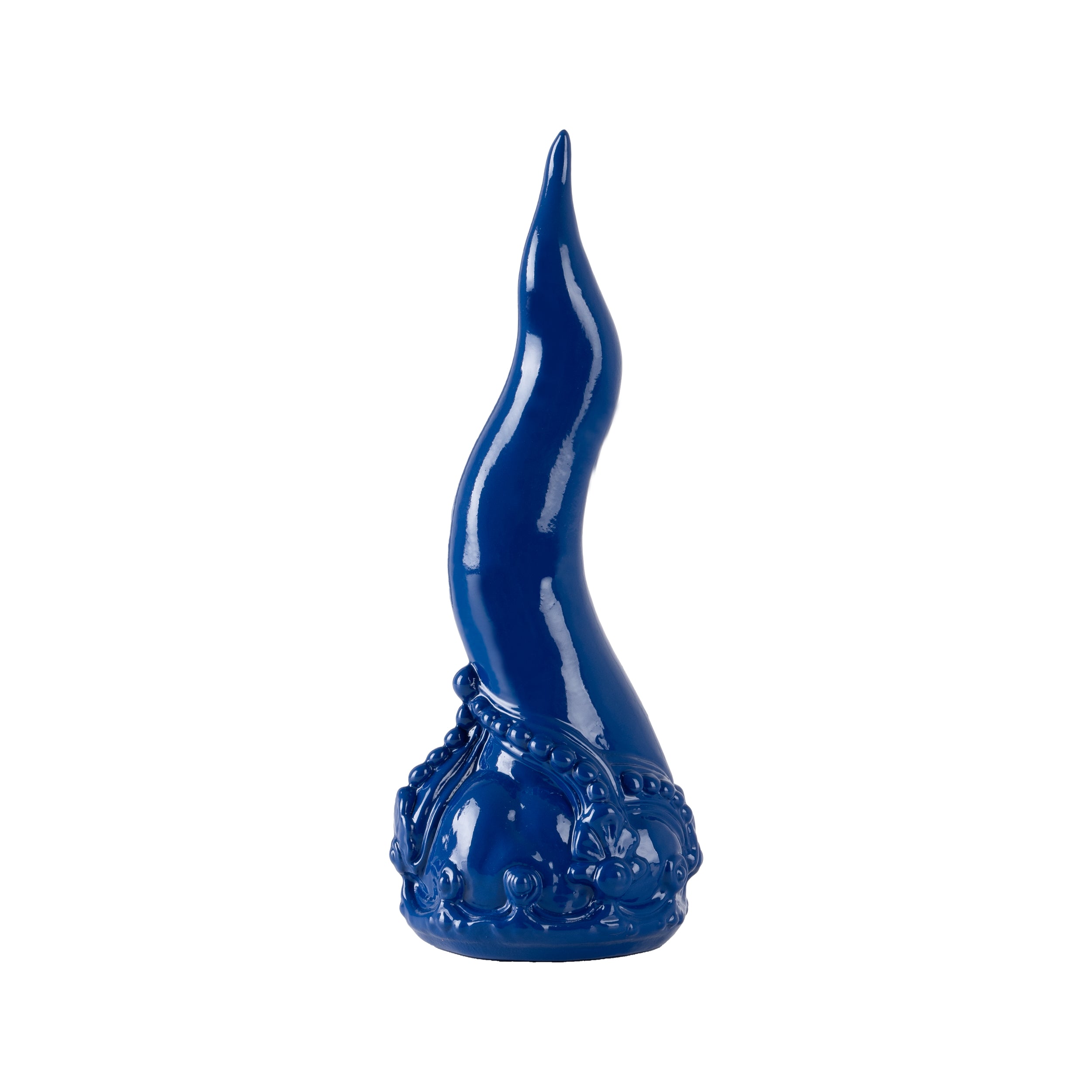 Cornoscultura con corona - scultura in terracotta smaltata a freddo per scaramanzia napoletana (24 cm)