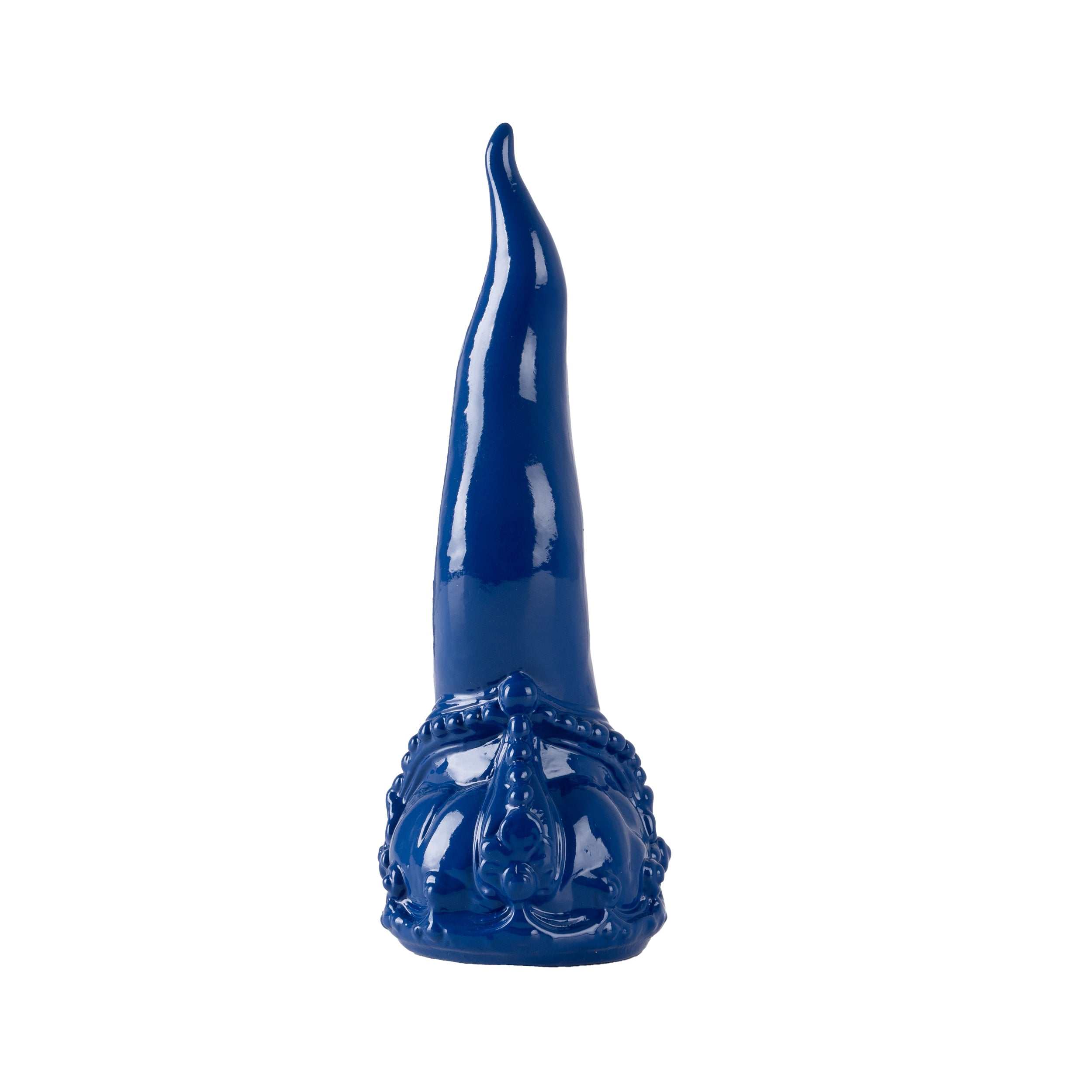 Cornoscultura con corona - scultura in terracotta smaltata a freddo per scaramanzia napoletana (24 cm)