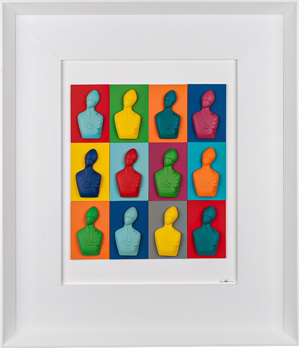 The new San Gennaro - resin sculptures on colored cards in a white background (vers. 60x70)