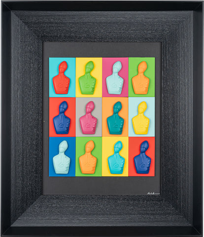 The new San Gennaro - resin sculptures on colored cards in a black background (vers. 60x70)