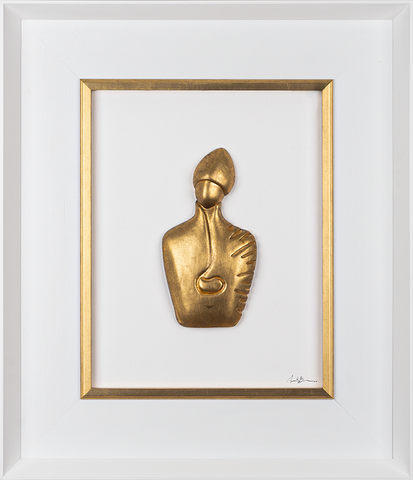 Il nuovo San Gennaro - scultura in resina foglia oro su quadro fondo bianco (vers.60x70)