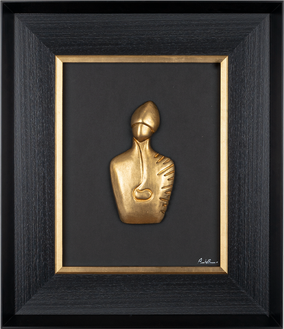 Il nuovo San Gennaro - scultura in resina foglia oro su quadro fondo nero (vers.60x70)