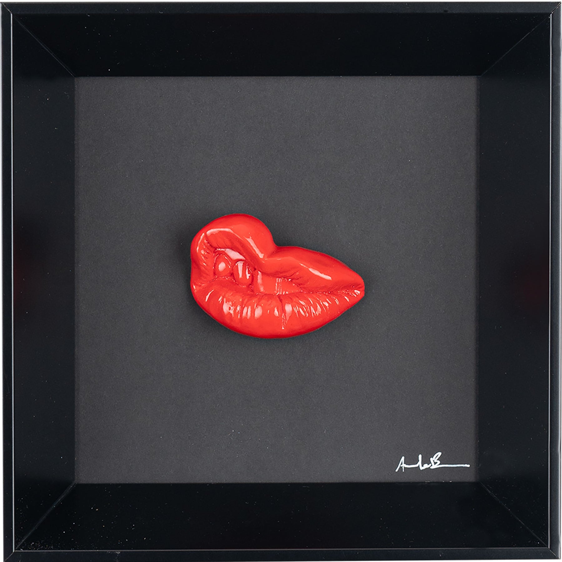 ‘E vaiasse - scultura in resina colorata lucida su quadro fondo nero (vers. 19x19)
