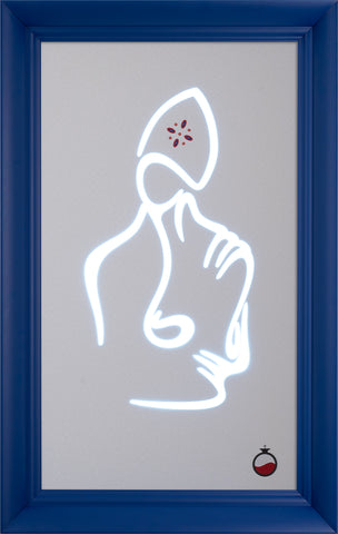 Il nuovo San Gennaro - quadro e lampada in cornice blu con accensione touch ed applicazione smart