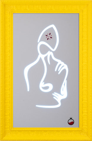 Il nuovo San Gennaro - quadro e lampada in cornice gialla con accensione touch ed applicazione smart