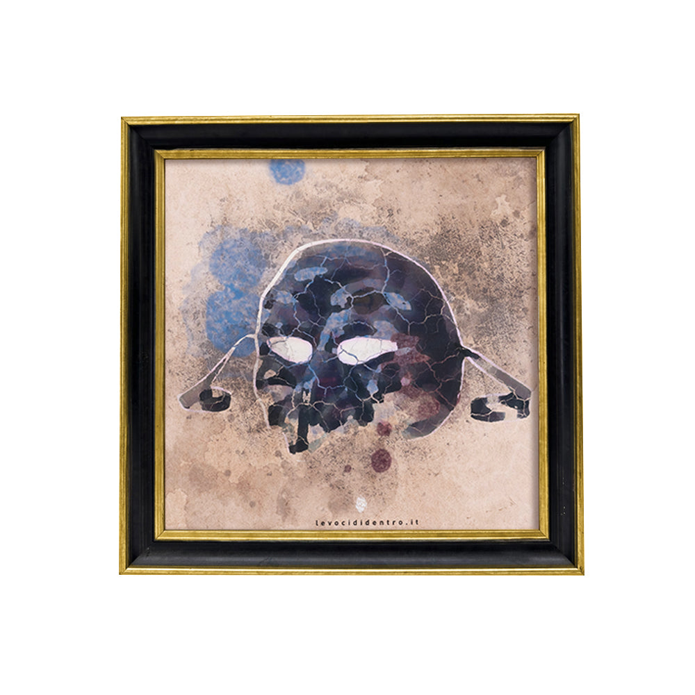 Pullecenella - author's graphics on the symbols of Naples with an Italian handcrafted frame