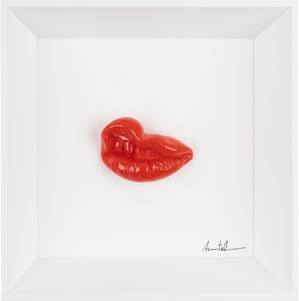 ‘E vaiasse - scultura in resina colorata lucida su quadro fondo bianco (vers. 19x19)