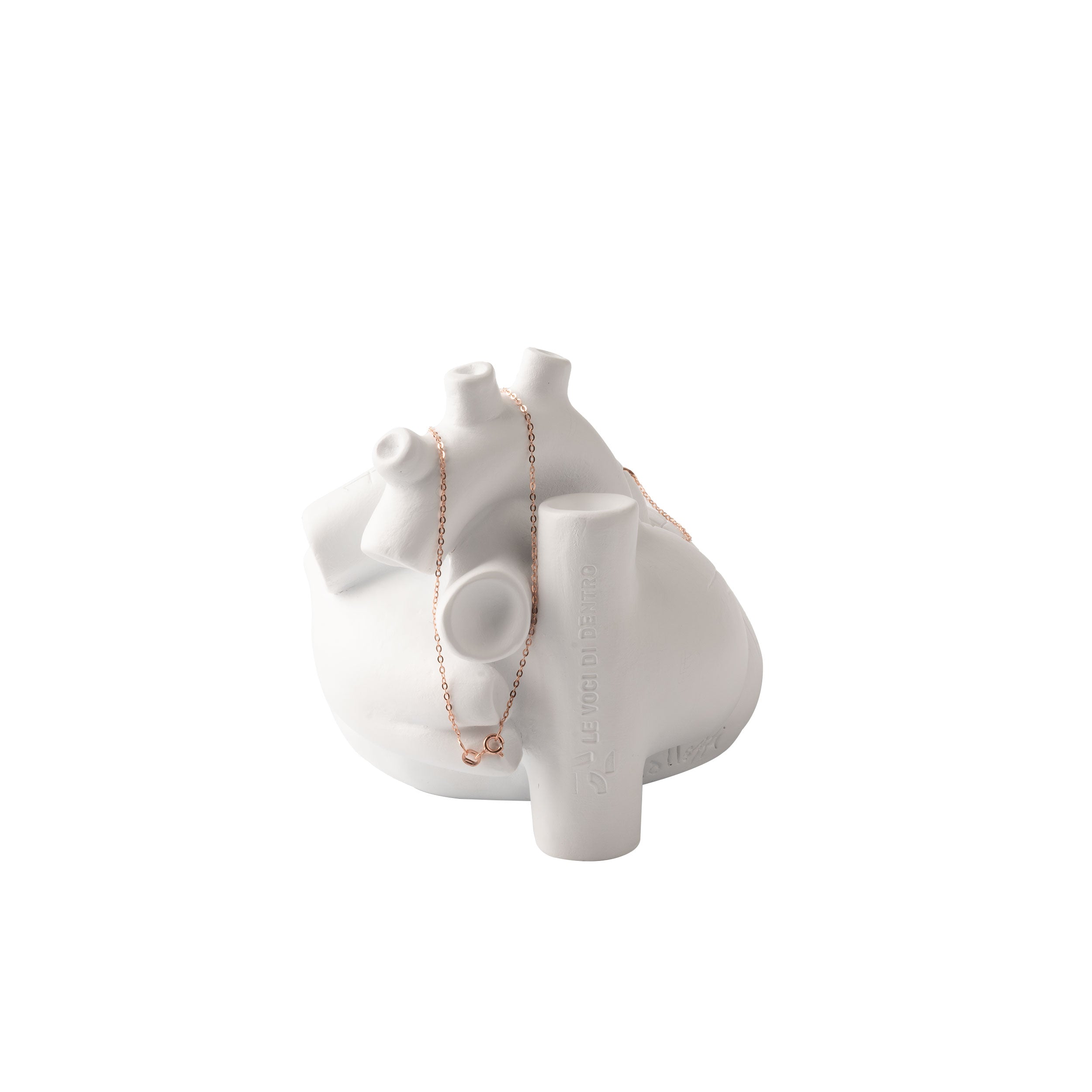 Staje ccà - scultura porta gioiello in resina bianca del cuore di Napoli con mappa incisa e con ciondolo PIN in argento o ottone
