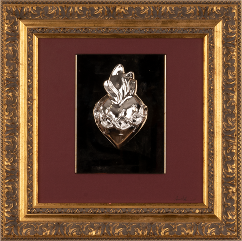 Hearts of Jesus - picture with resin sculptures with Italian handcrafted frame