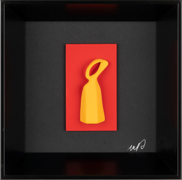 Fides qua - scultura in resina colorata del San Gennaro su quadro fondo nero con cornice artigianale italiana (vers 1)