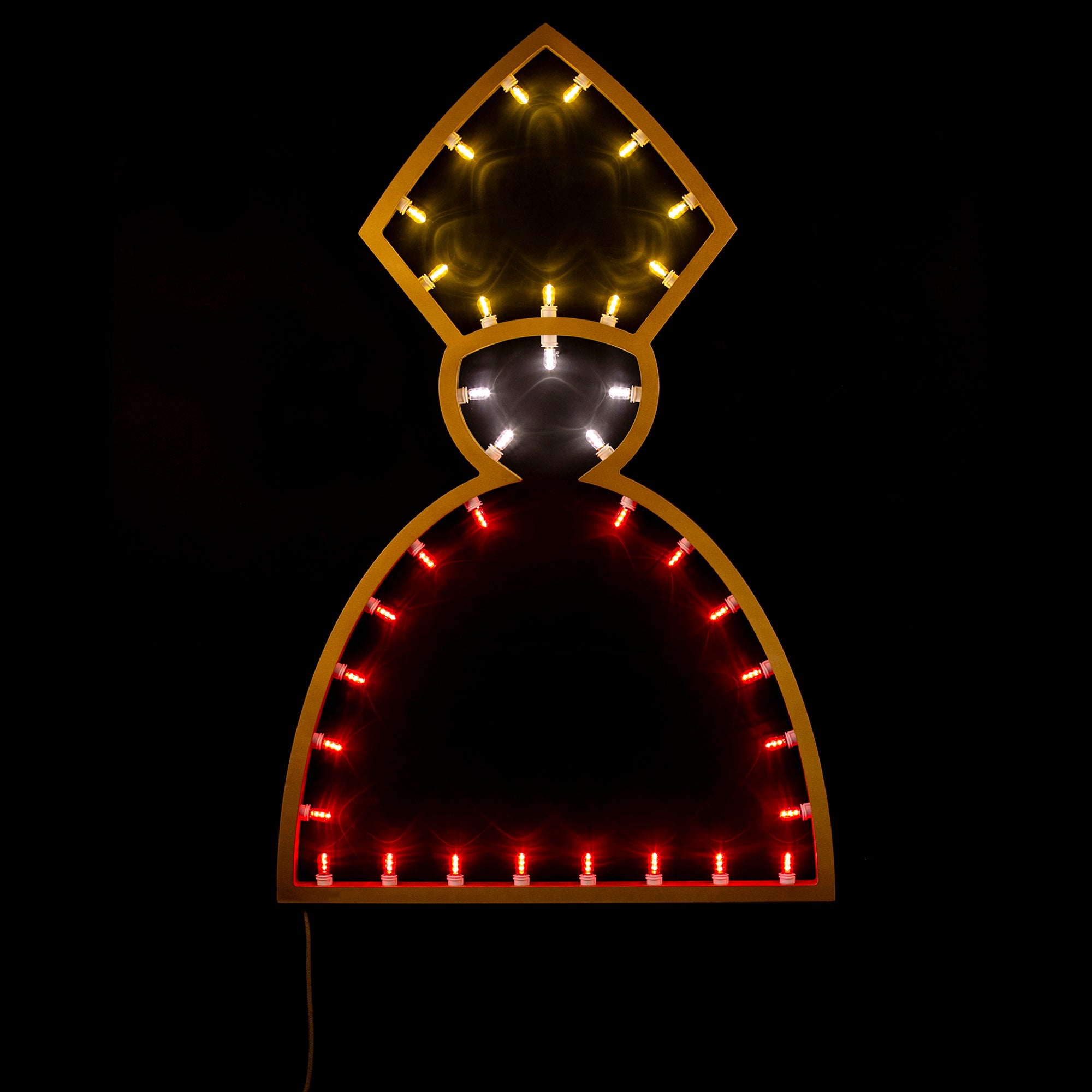 Luminaria di San Gennaro : silhouette in legno con lampadine colorate (grande)