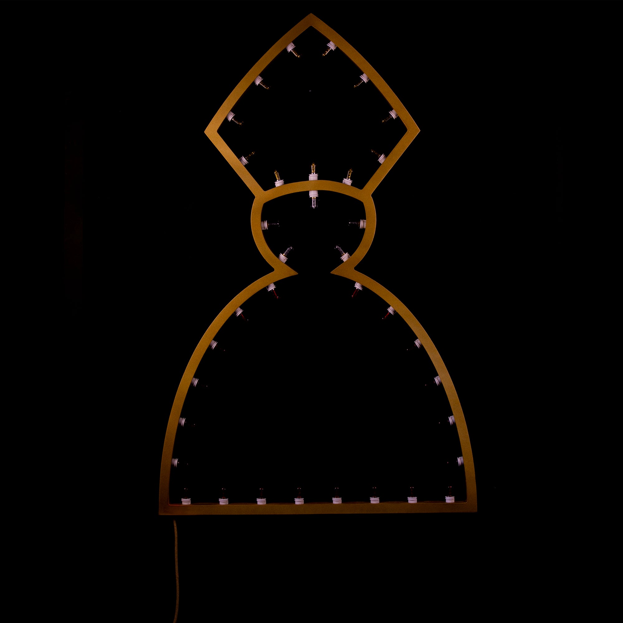 Luminaria di San Gennaro : silhouette in legno con lampadine colorate (grande)