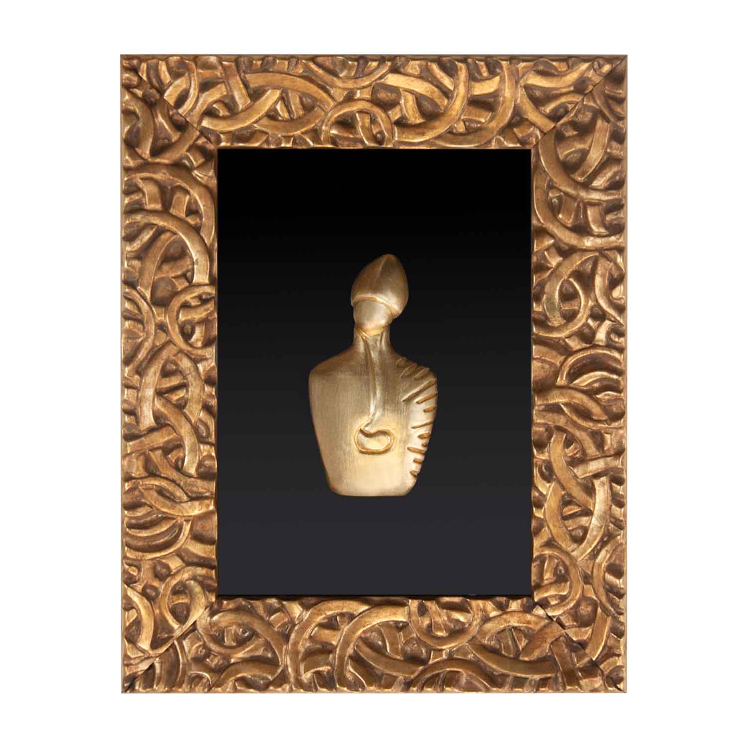 Il nuovo San Gennaro - scultura in resina foglia oro su vetro in cornice barocca