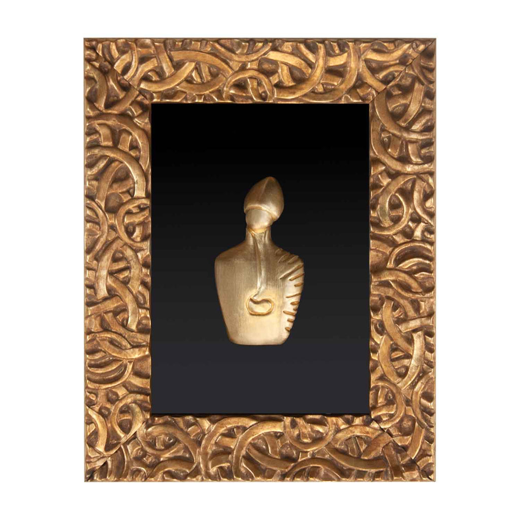 Il nuovo San Gennaro - scultura in resina foglia oro su vetro in cornice barocca