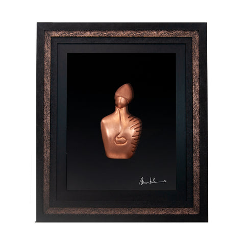 Il nuovo San Gennaro - scultura in resina foglia rame su quadro fondo nero in tripla cornice
