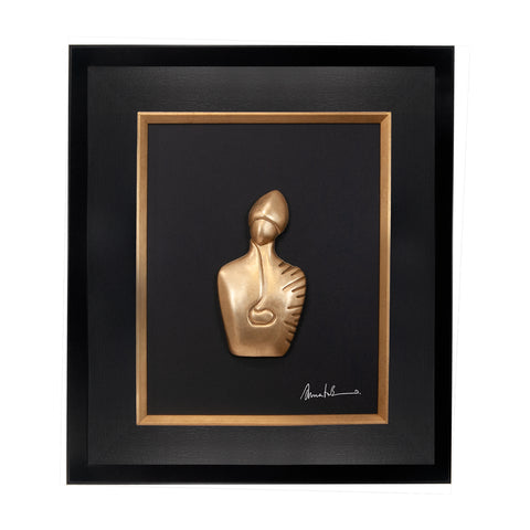 Il nuovo San Gennaro - scultura in resina foglia oro su quadro fondo nero