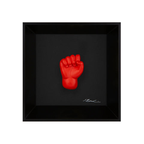 'A carocchia - the language of the hands with resin sculpture on a black background frame with an Italian handcrafted frame