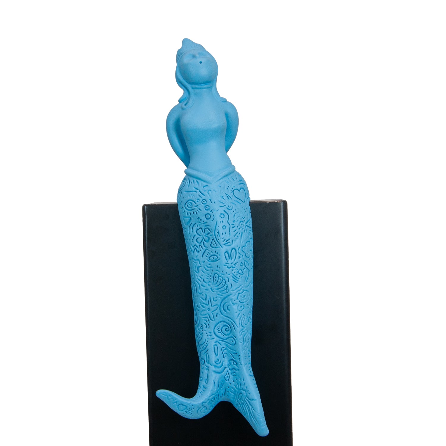 Regina Partenope - scultura in resina colorata azzurra sirena Regina Partenope (vers. grande)