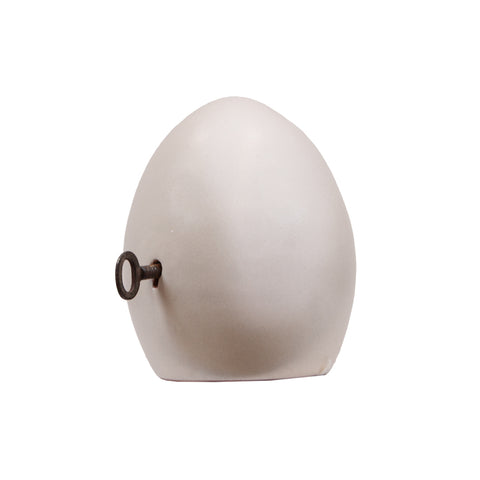Egg of Virgil, the secrets of Naples - Sculpture in fire-glazed terracotta and iron key