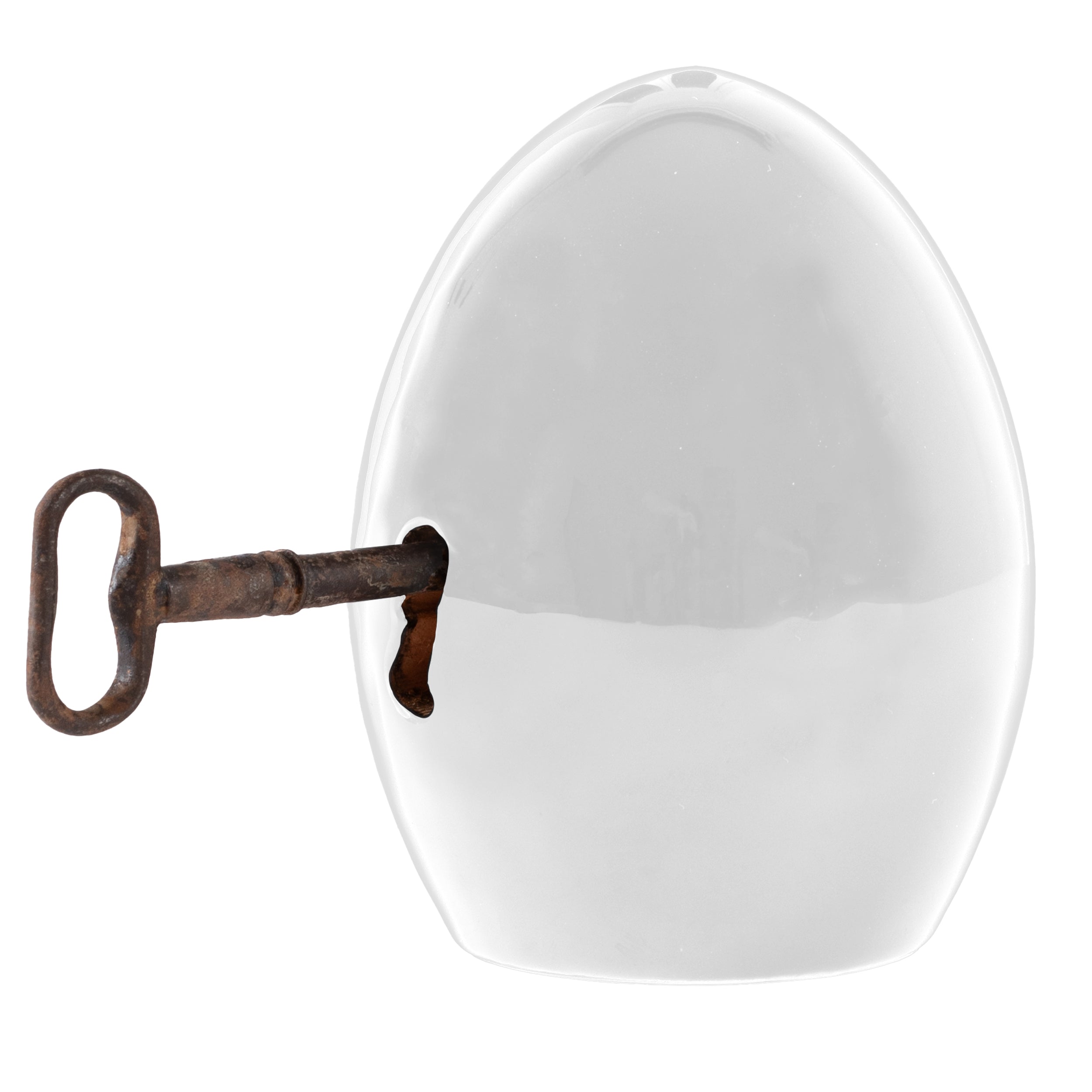 Egg of Virgil, the secrets of Naples - Sculpture in fire-glazed terracotta and iron key