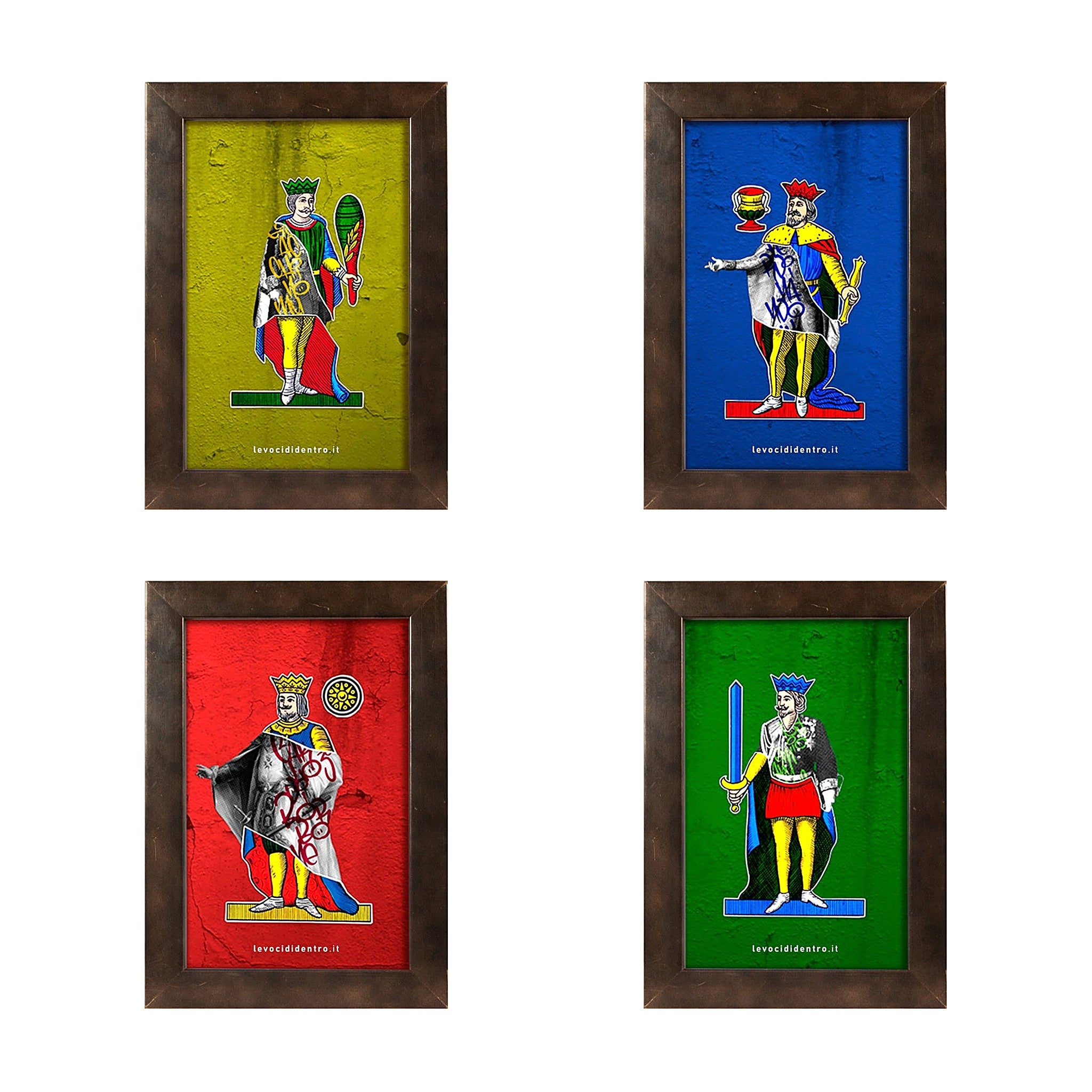 Collezioni carte - grafica d'autore sui Re di Napoli con cornice artigianale italiana