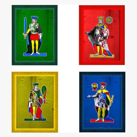 Collezioni carte - grafica d'autore sui Re di Napoli con cornice artigianale italiana