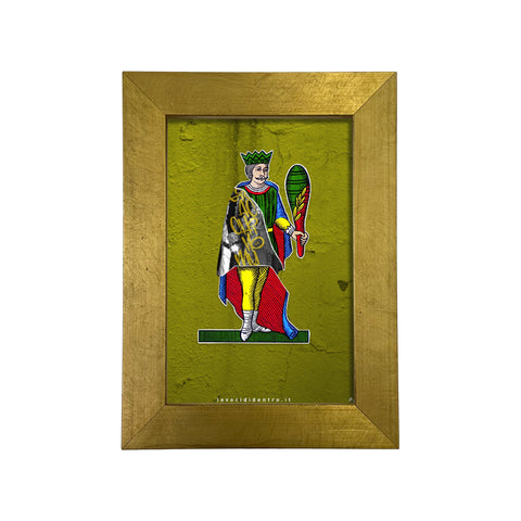 Gioacchino Murat, the 10 of Bastoni - Spacc 'o Mazz, author graphics on the Kings of Naples with Italian handcrafted frame