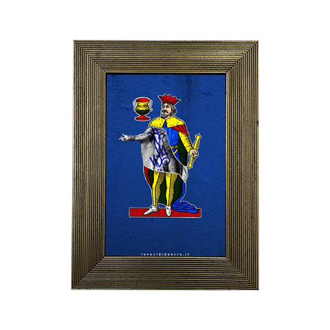 Ferdinand IV, the 10 of Cups - Spacc 'o Mazz, author graphics on the Kings of Naples with Italian handcrafted frame
