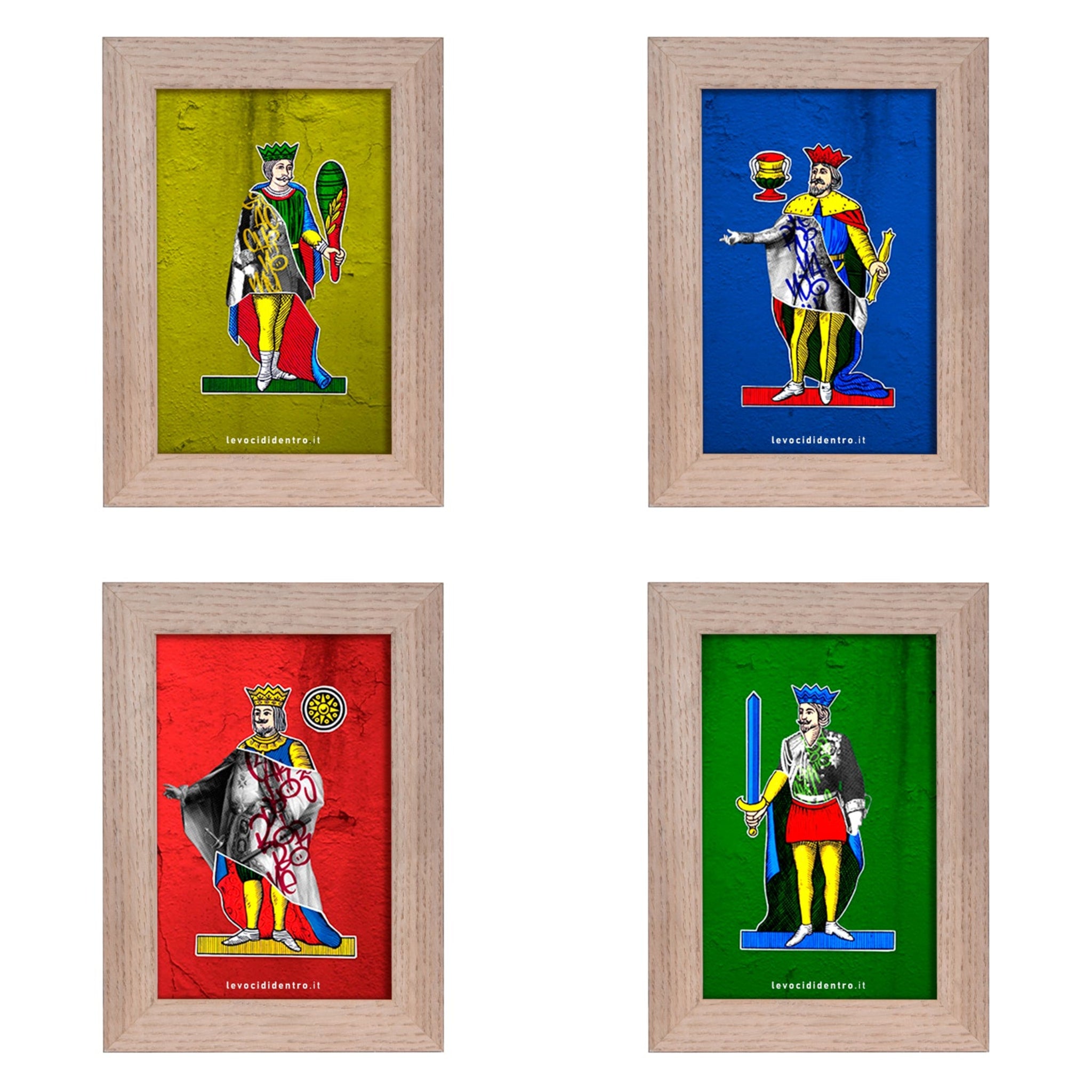 Collezioni carte - grafica d'autore sui Re di Napoli con cornice artigianale italiana