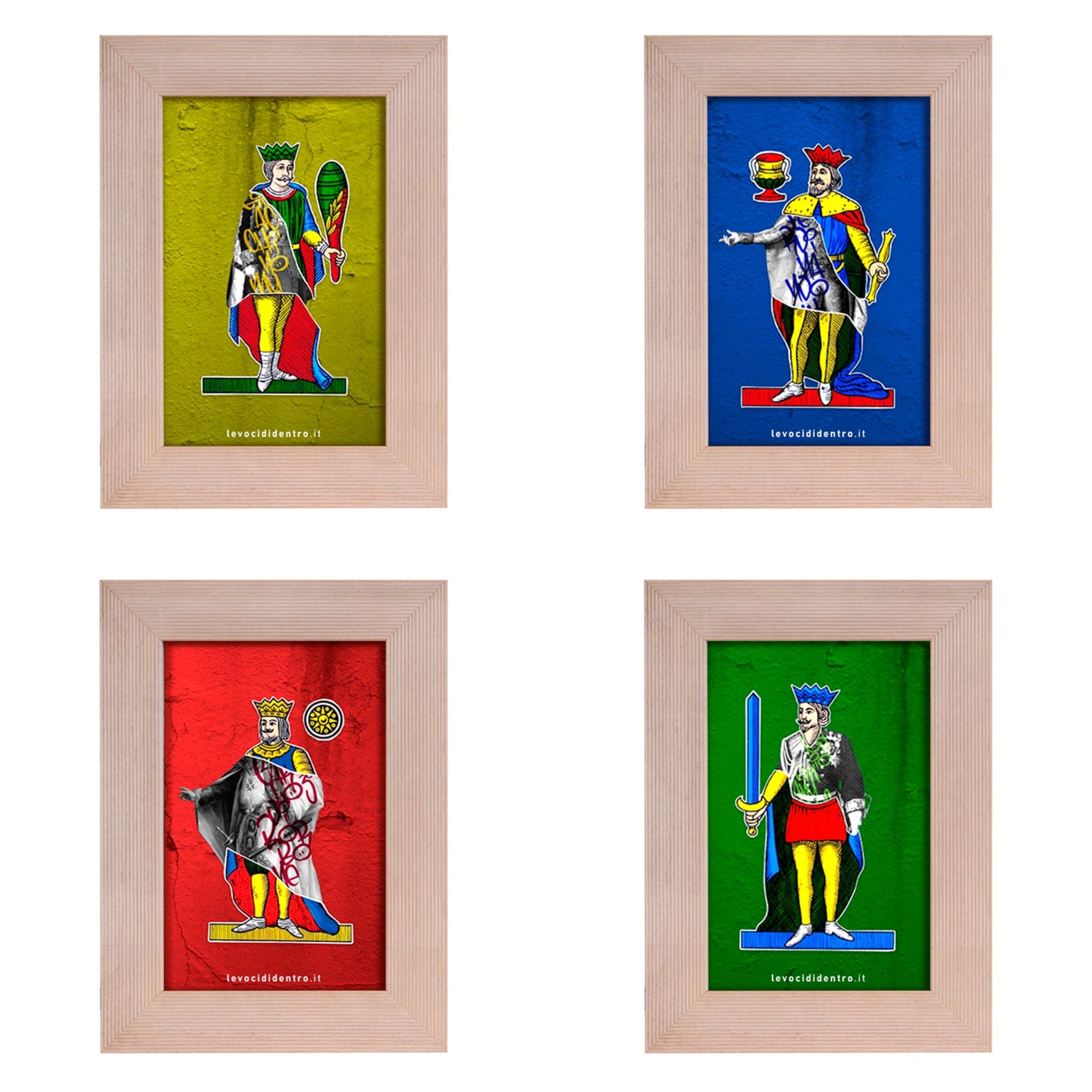 Collezioni carte - grafica d'autore sui Re di Napoli con cornice artigianale italiana