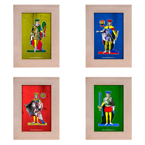 Charles III, the 10 of Coins - Spacc 'o Mazz, author graphics on the Kings of Naples with Italian artisan frame