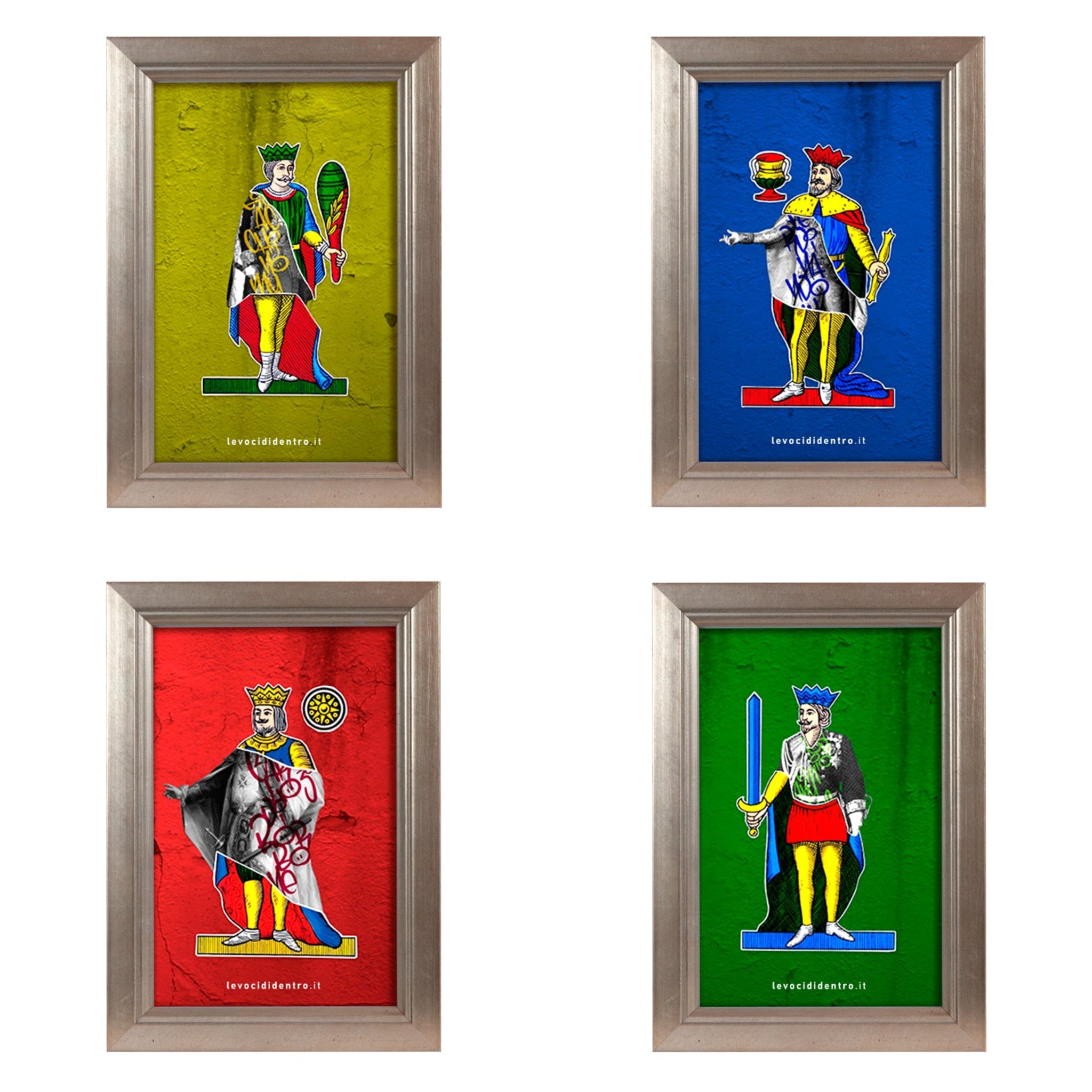 Collezioni carte - grafica d'autore sui Re di Napoli con cornice artigianale italiana