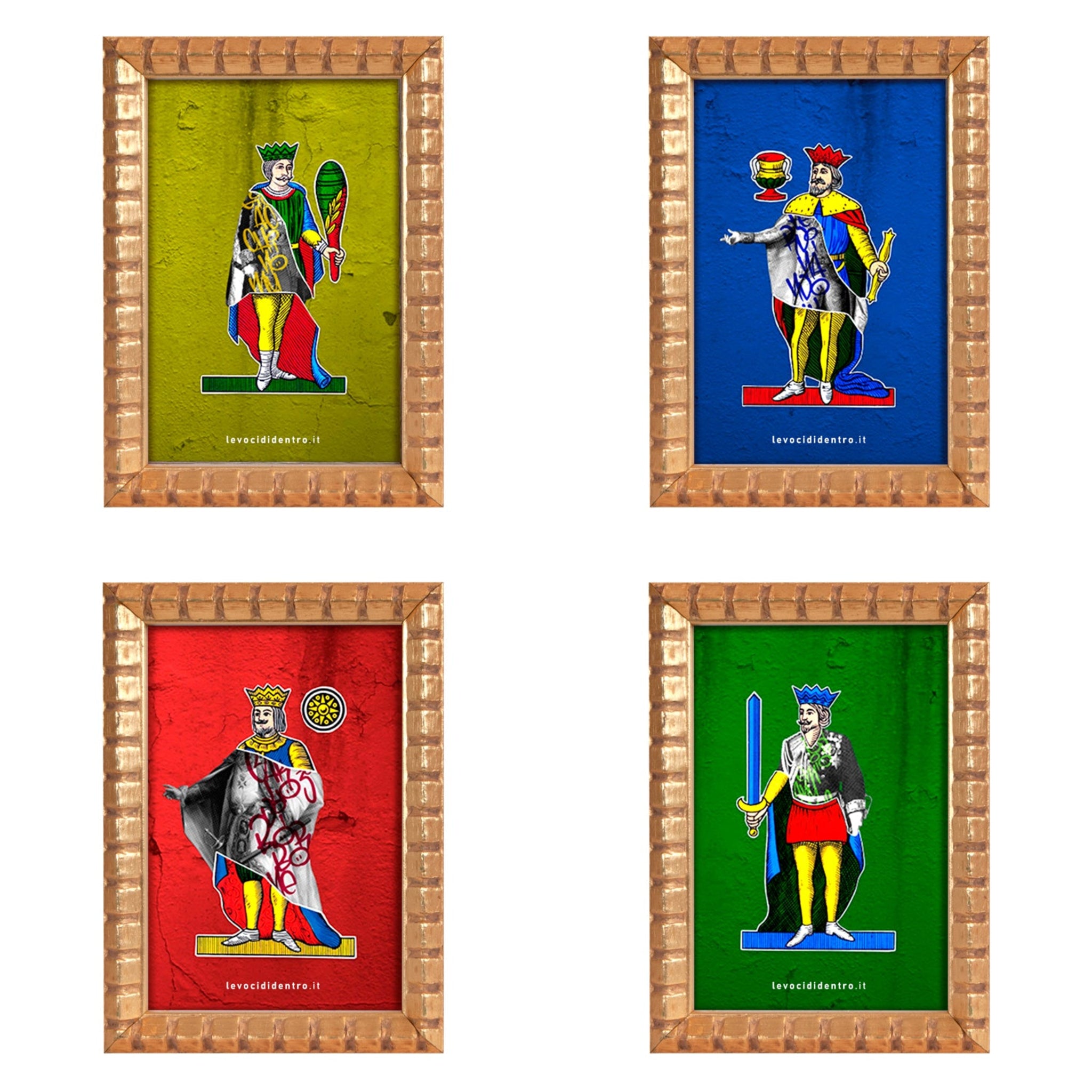 Collezioni carte - grafica d'autore sui Re di Napoli con cornice artigianale italiana